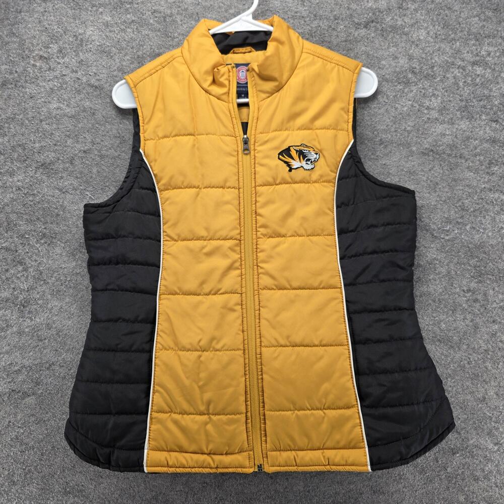 Missouri Tigers Jacket Vest Womens M Gold Black NCAA Football GIII Sports